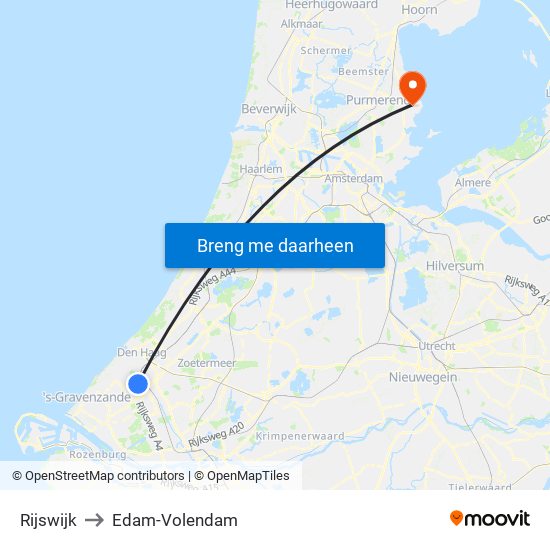 Rijswijk to Edam-Volendam map