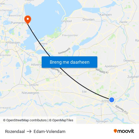 Rozendaal to Edam-Volendam map