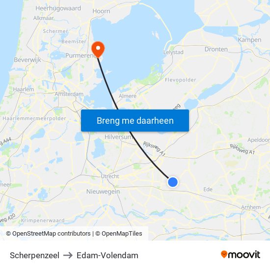 Scherpenzeel to Edam-Volendam map