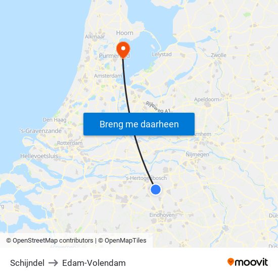Schijndel to Edam-Volendam map