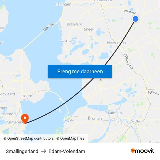 Smallingerland to Edam-Volendam map