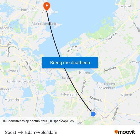 Soest to Edam-Volendam map