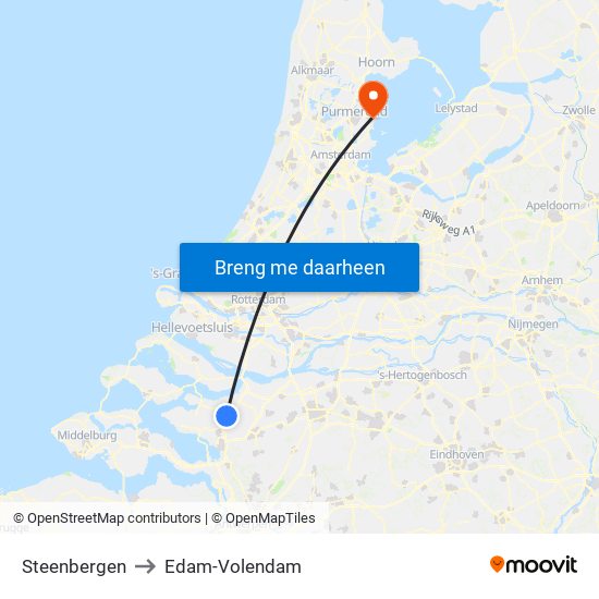 Steenbergen to Edam-Volendam map