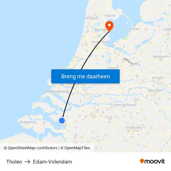 Tholen to Edam-Volendam map