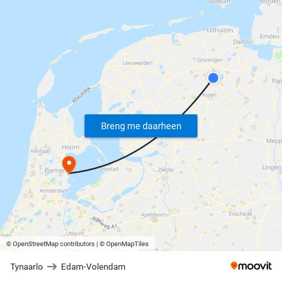 Tynaarlo to Edam-Volendam map