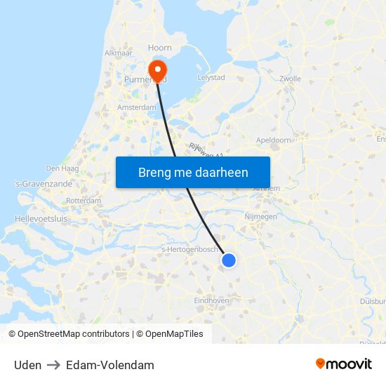 Uden to Edam-Volendam map