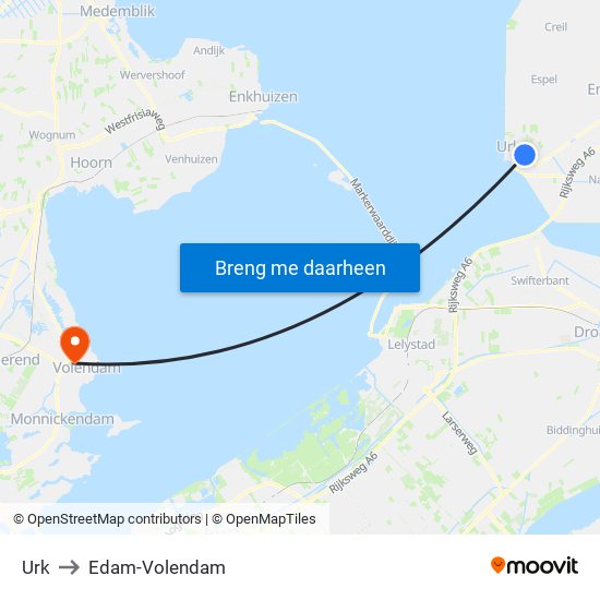 Urk to Edam-Volendam map