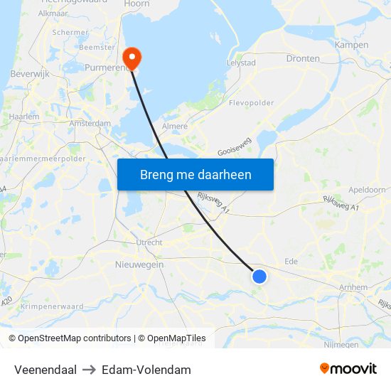 Veenendaal to Edam-Volendam map