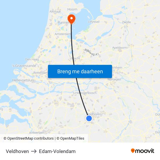 Veldhoven to Edam-Volendam map