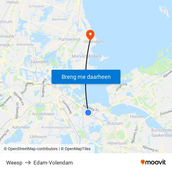 Weesp to Edam-Volendam map