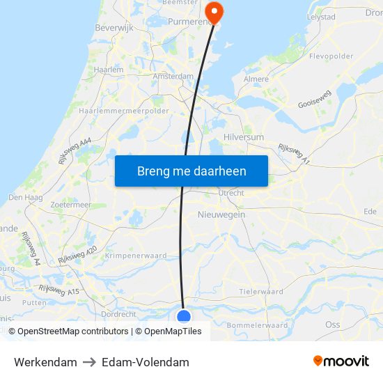 Werkendam to Edam-Volendam map