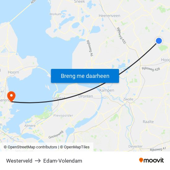 Westerveld to Edam-Volendam map