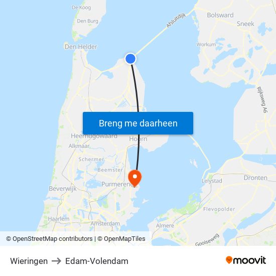 Wieringen to Edam-Volendam map