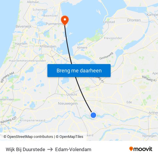 Wijk Bij Duurstede to Edam-Volendam map