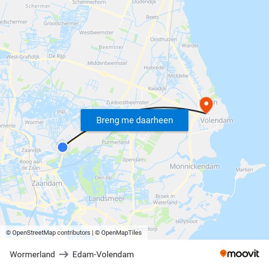 Wormerland to Edam-Volendam map