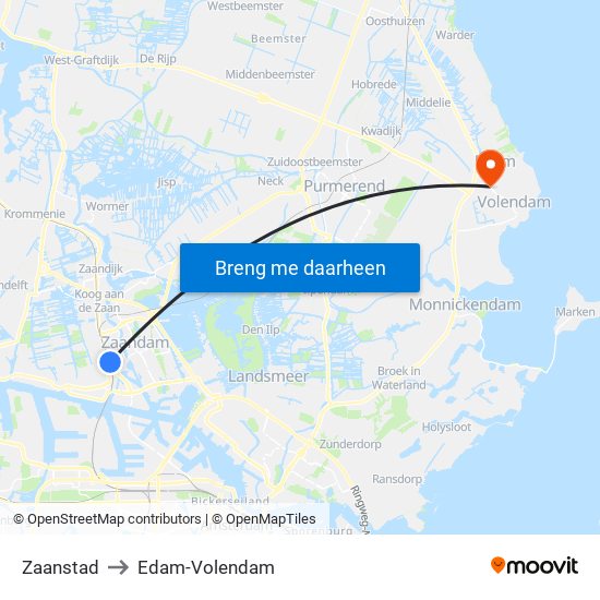 Zaanstad to Edam-Volendam map