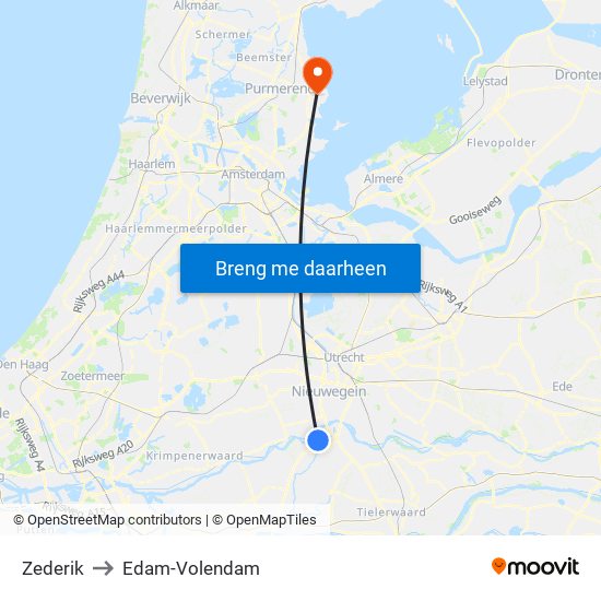 Zederik to Edam-Volendam map