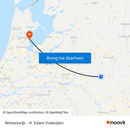 Winterswijk to Edam-Volendam map