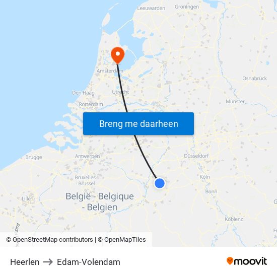Heerlen to Edam-Volendam map