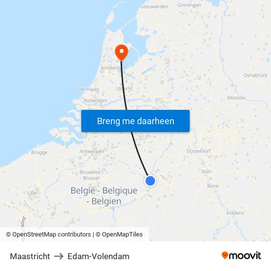 Maastricht to Edam-Volendam map