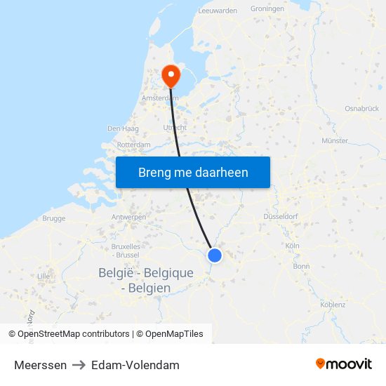 Meerssen to Edam-Volendam map