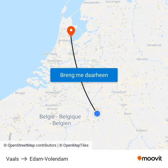 Vaals to Edam-Volendam map