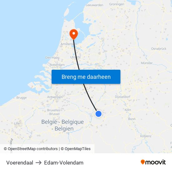 Voerendaal to Edam-Volendam map