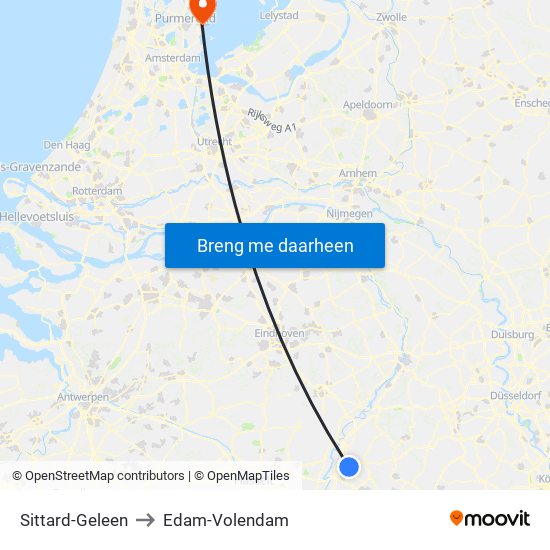Sittard-Geleen to Edam-Volendam map