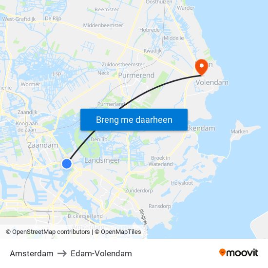 Amsterdam to Edam-Volendam map