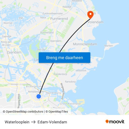 Waterlooplein to Edam-Volendam map