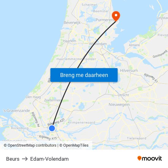 Beurs to Edam-Volendam map