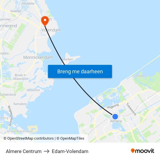 Almere Centrum to Edam-Volendam map