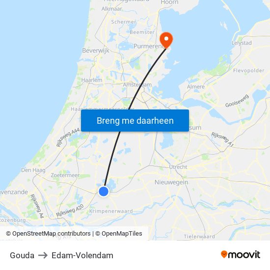 Gouda to Edam-Volendam map