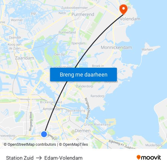 Station Zuid to Edam-Volendam map