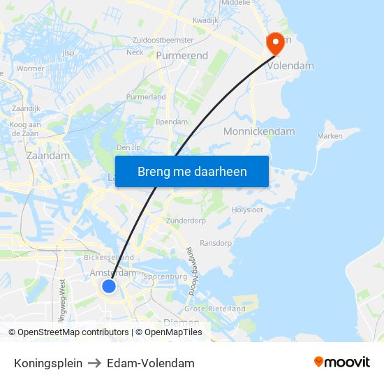 Koningsplein to Edam-Volendam map