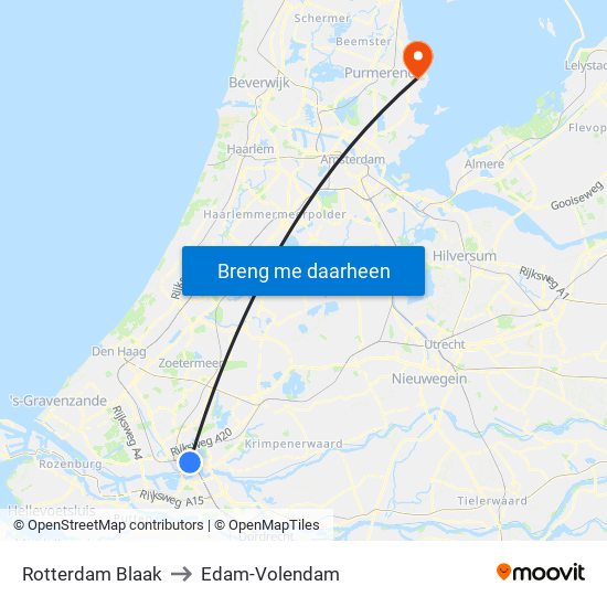 Rotterdam Blaak to Edam-Volendam map
