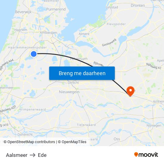 Aalsmeer to Ede map