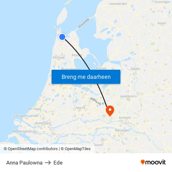 Anna Paulowna to Ede map