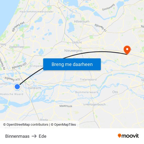 Binnenmaas to Ede map