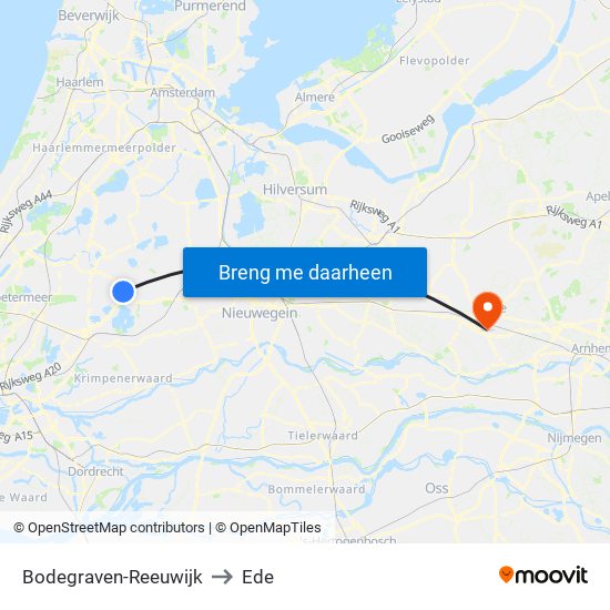 Bodegraven-Reeuwijk to Ede map