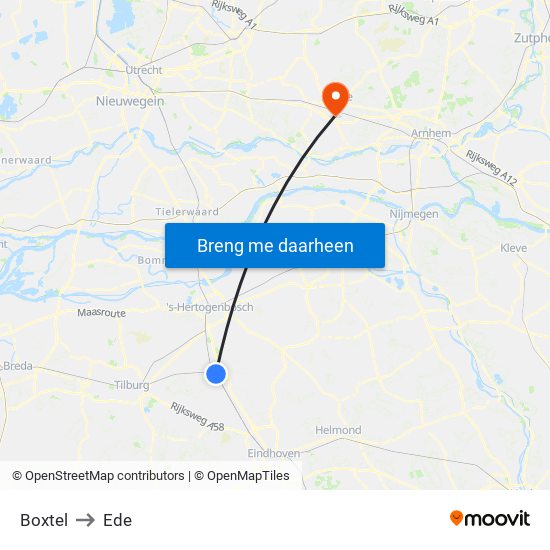 Boxtel to Ede map