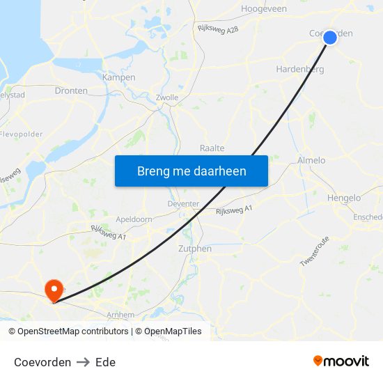 Coevorden to Ede map