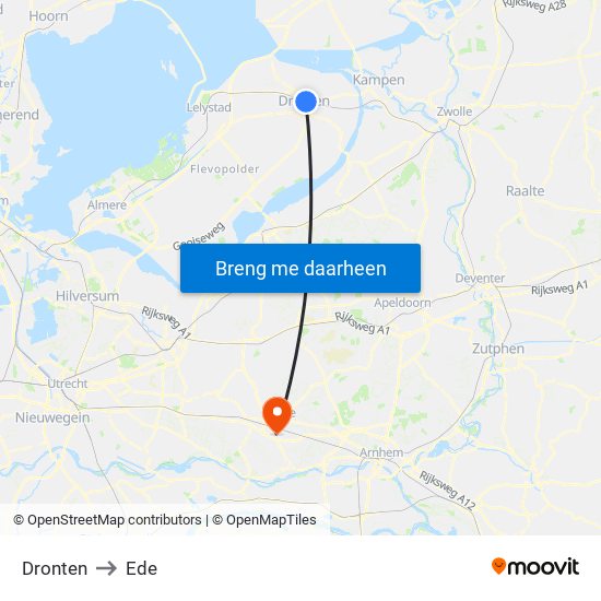 Dronten to Ede map