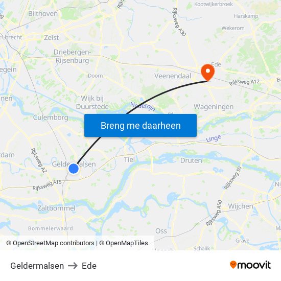 Geldermalsen to Ede map