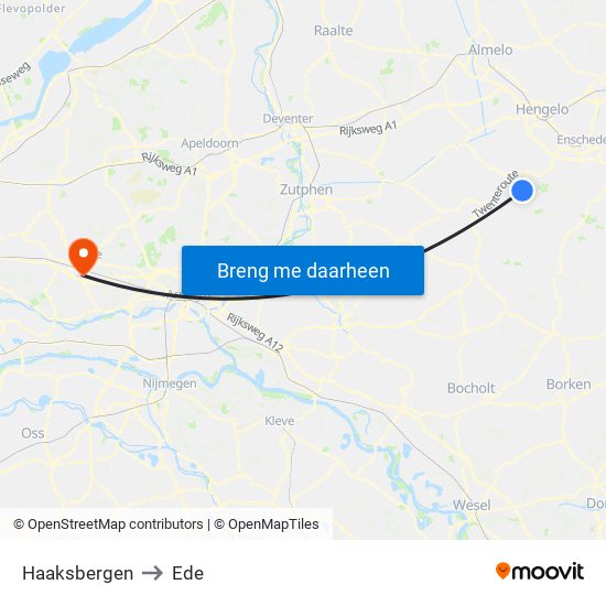 Haaksbergen to Ede map