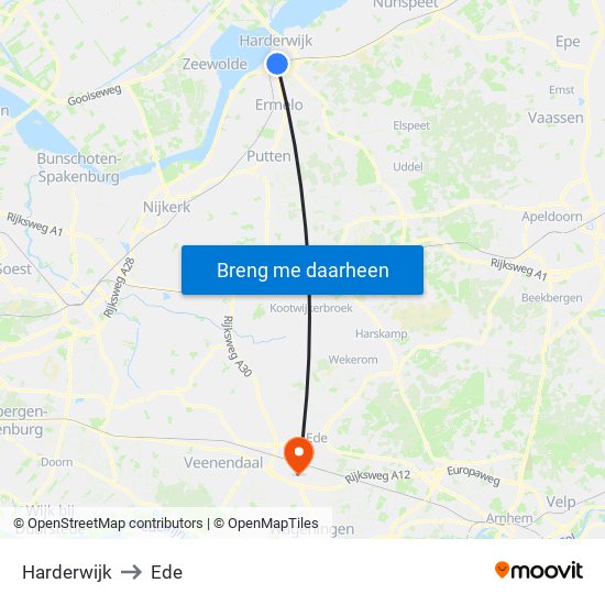 Harderwijk to Ede map