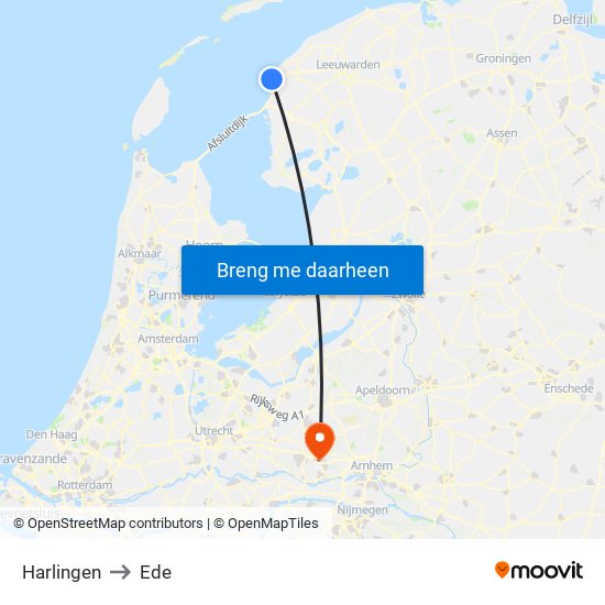 Harlingen to Ede map