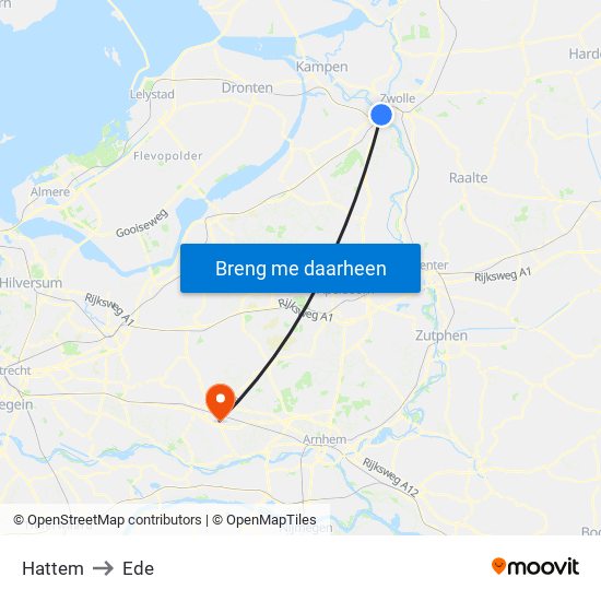 Hattem to Ede map