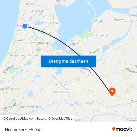 Heemskerk to Ede map
