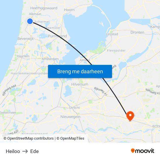 Heiloo to Ede map